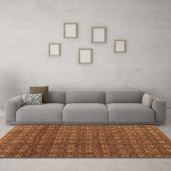 Machine Washable Abstract Brown Modern Rug in a Living Room,, wshabs4766brn
