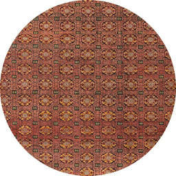 Round Machine Washable Abstract Orange Rug, wshabs4766