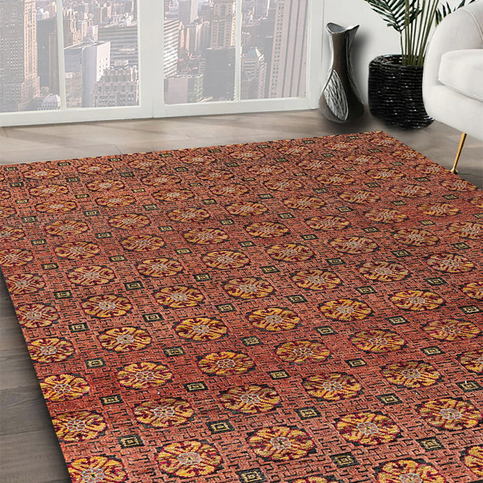 Machine Washable Abstract Orange Rug in a Family Room, wshabs4766