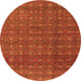 Round Machine Washable Abstract Orange Modern Area Rugs, wshabs4766org