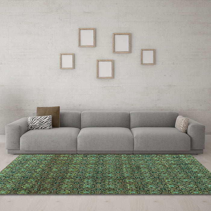 Machine Washable Abstract Turquoise Modern Area Rugs in a Living Room,, wshabs4766turq