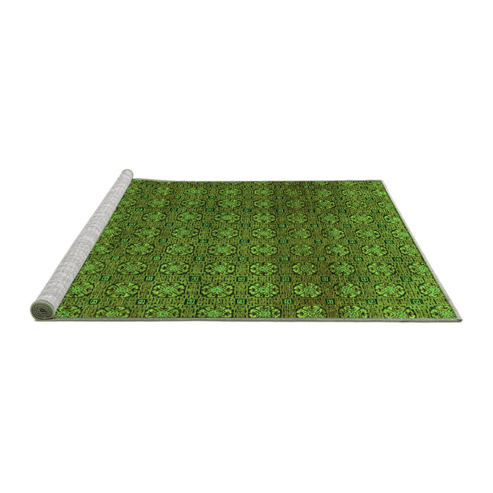 Sideview of Machine Washable Abstract Green Modern Area Rugs, wshabs4766grn