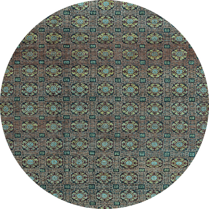 Round Abstract Light Blue Modern Rug, abs4766lblu