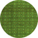 Round Machine Washable Abstract Green Modern Area Rugs, wshabs4766grn