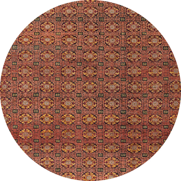 Round Abstract Orange Modern Rug, abs4766
