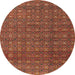 Round Abstract Orange Modern Rug, abs4766