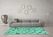 Machine Washable Solid Turquoise Modern Area Rugs in a Living Room,, wshabs4767turq