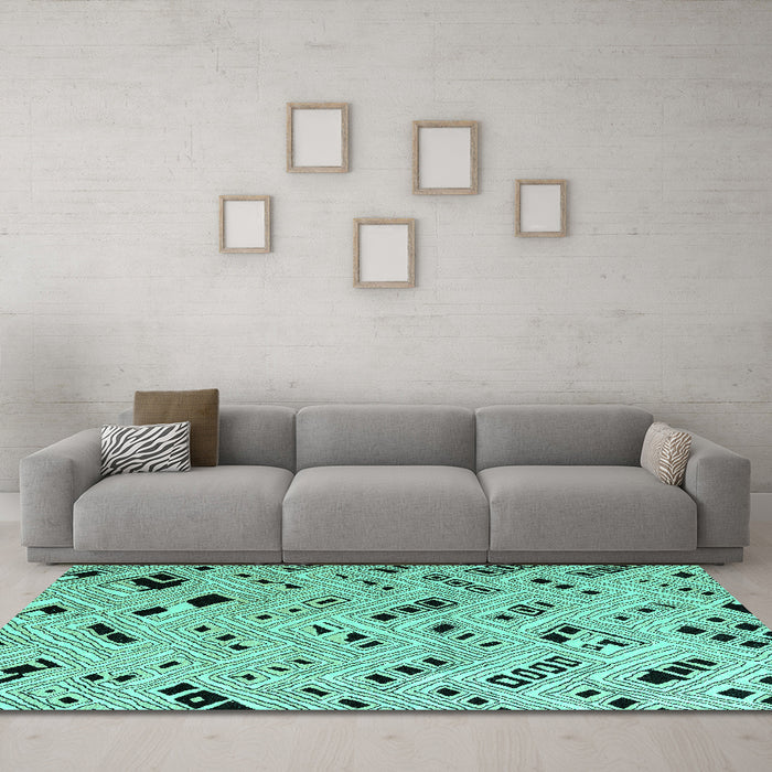 Machine Washable Solid Turquoise Modern Area Rugs in a Living Room,, wshabs4767turq