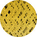 Round Machine Washable Solid Yellow Modern Rug, wshabs4767yw