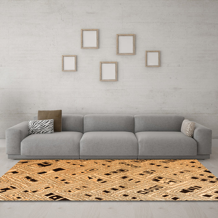 Machine Washable Solid Orange Modern Area Rugs in a Living Room, wshabs4767org