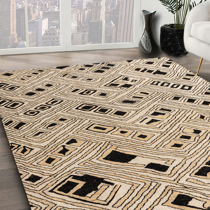 Abstract Pastel Orange Solid Rug in Family Room, abs4767