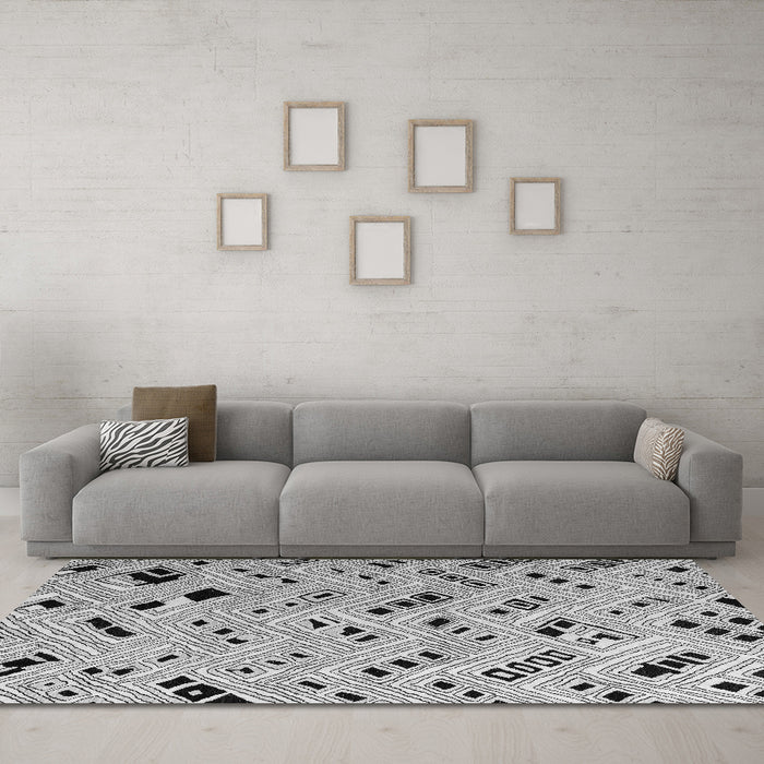 Machine Washable Solid Gray Modern Rug in a Living Room,, wshabs4767gry