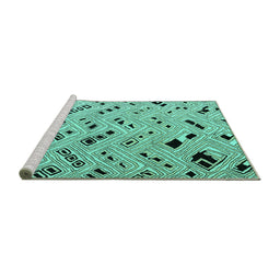 Sideview of Machine Washable Solid Turquoise Modern Area Rugs, wshabs4767turq