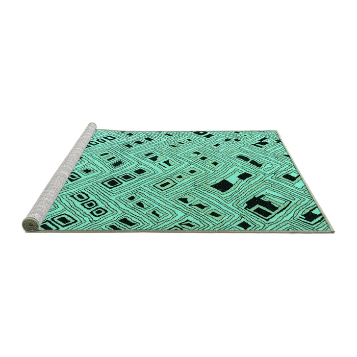 Sideview of Machine Washable Solid Turquoise Modern Area Rugs, wshabs4767turq