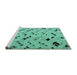 Sideview of Machine Washable Solid Turquoise Modern Area Rugs, wshabs4767turq