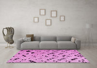 Machine Washable Solid Pink Modern Rug, wshabs4767pnk