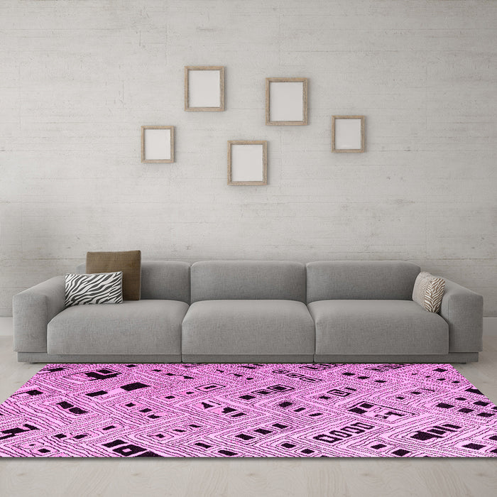 Machine Washable Solid Pink Modern Rug in a Living Room, wshabs4767pnk