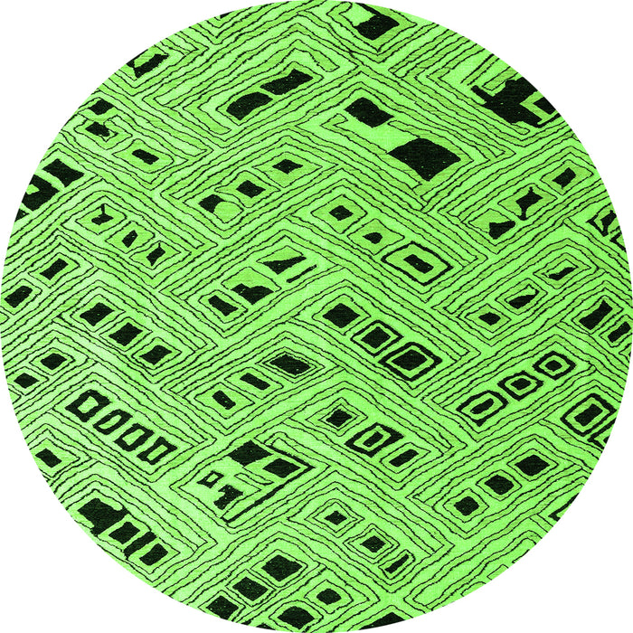 Round Machine Washable Solid Green Modern Area Rugs, wshabs4767grn