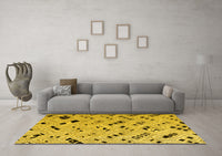 Machine Washable Solid Yellow Modern Rug, wshabs4767yw