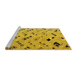 Sideview of Machine Washable Solid Yellow Modern Rug, wshabs4767yw
