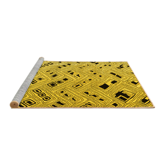 Sideview of Machine Washable Solid Yellow Modern Rug, wshabs4767yw