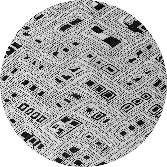 Round Solid Gray Modern Rug, abs4767gry