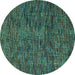 Round Machine Washable Abstract Turquoise Modern Area Rugs, wshabs4768turq