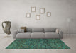 Machine Washable Abstract Turquoise Modern Area Rugs in a Living Room,, wshabs4768turq