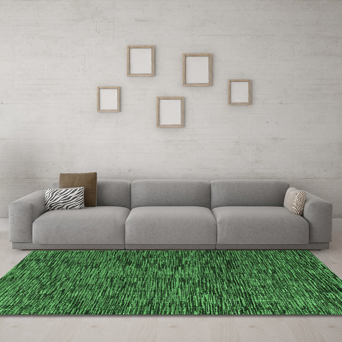 Machine Washable Abstract Emerald Green Modern Area Rugs in a Living Room,, wshabs4768emgrn
