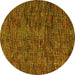 Round Machine Washable Abstract Yellow Modern Rug, wshabs4768yw