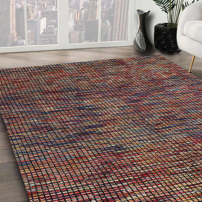 Abstract Red Modern Rug in Family Room, abs4768