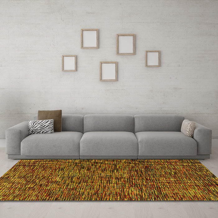 Machine Washable Abstract Yellow Modern Rug in a Living Room, wshabs4768yw