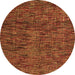 Round Machine Washable Abstract Orange Modern Area Rugs, wshabs4768org