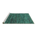 Sideview of Machine Washable Oriental Turquoise Modern Area Rugs, wshabs4769turq