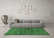 Machine Washable Oriental Emerald Green Modern Area Rugs in a Living Room,, wshabs4769emgrn