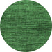 Round Machine Washable Oriental Emerald Green Modern Area Rugs, wshabs4769emgrn