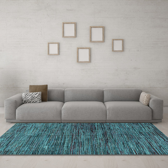 Machine Washable Oriental Light Blue Modern Rug in a Living Room, wshabs4769lblu