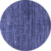 Round Machine Washable Oriental Blue Modern Rug, wshabs4769blu