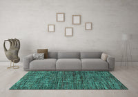 Machine Washable Oriental Turquoise Modern Rug, wshabs4769turq