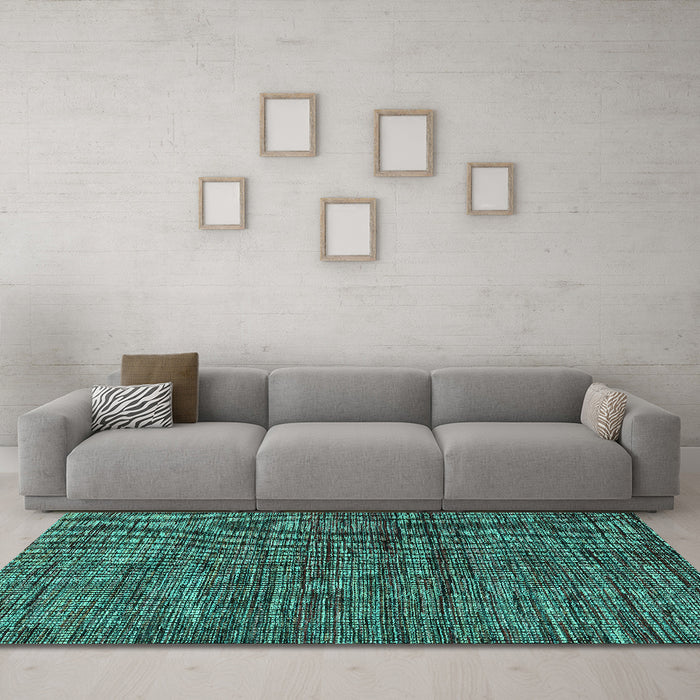 Machine Washable Oriental Turquoise Modern Area Rugs in a Living Room,, wshabs4769turq