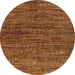 Round Machine Washable Oriental Orange Modern Area Rugs, wshabs4769org