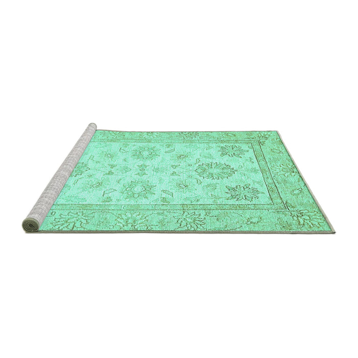 Sideview of Machine Washable Oriental Turquoise Traditional Area Rugs, wshabs476turq