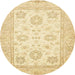 Round Machine Washable Abstract Sun Yellow Rug, wshabs476