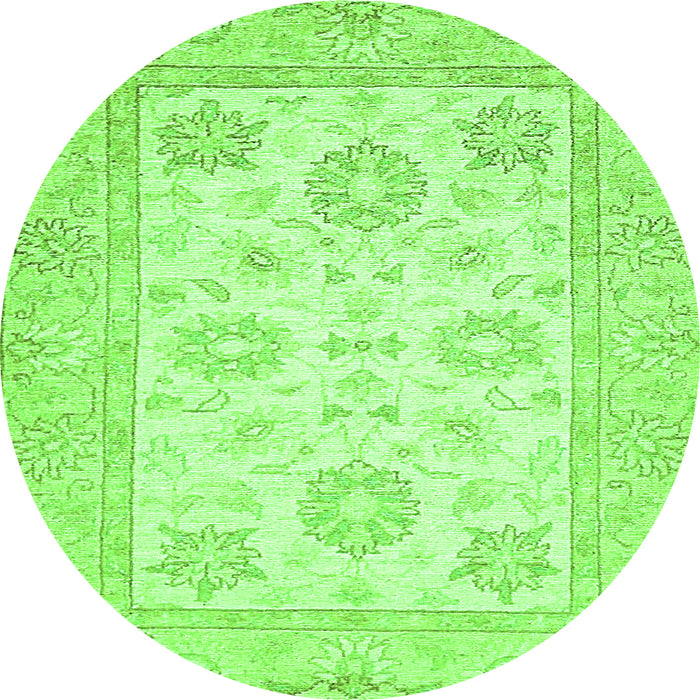 Round Machine Washable Oriental Green Traditional Area Rugs, wshabs476grn