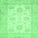 Square Machine Washable Oriental Emerald Green Traditional Area Rugs, wshabs476emgrn