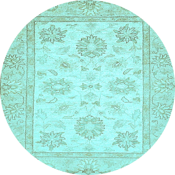 Round Machine Washable Oriental Light Blue Traditional Rug, wshabs476lblu