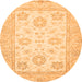 Round Machine Washable Oriental Orange Traditional Area Rugs, wshabs476org