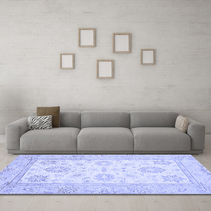Machine Washable Oriental Blue Traditional Rug in a Living Room, wshabs476blu
