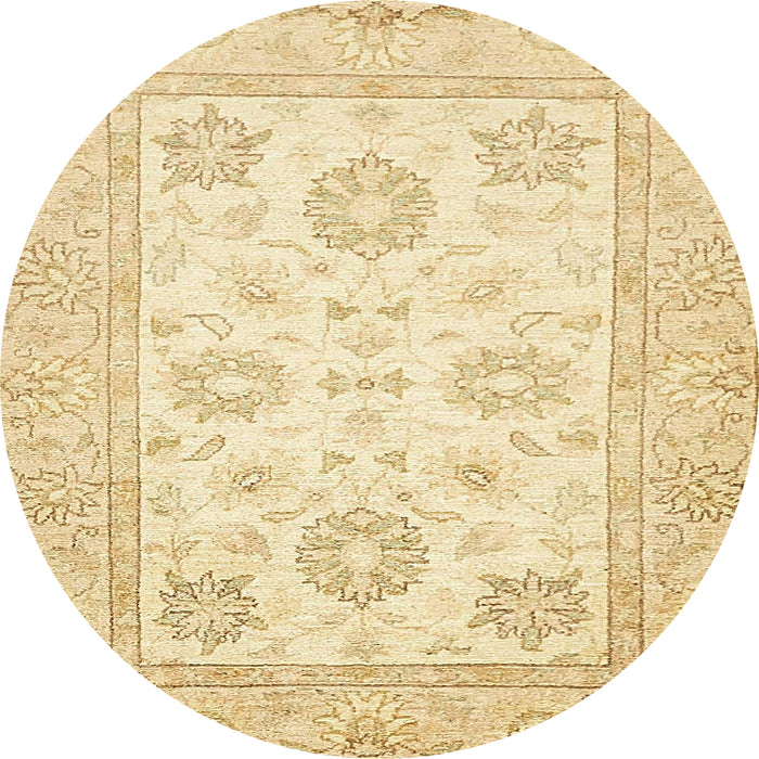 Round Abstract Sun Yellow Oriental Rug, abs476