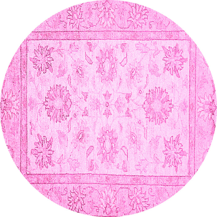 Round Oriental Pink Traditional Rug, abs476pnk